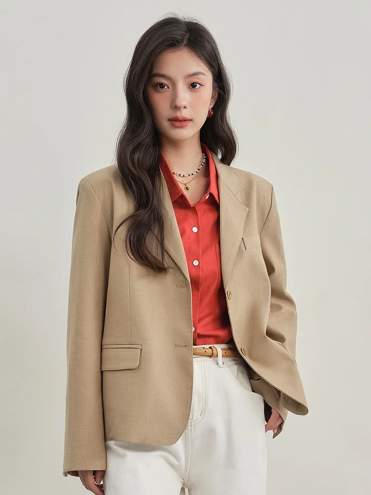 Gansen Khaki Color Women's Suit Jaet Loose Casual Top Korean Sle Small Size Polyester Material Long Sve Commute Sle
Gansen Khaki Color Women's Suit Jaet Loose Casual Top Korean Sle Small Size Polyester Material Long Sve Commute Sle