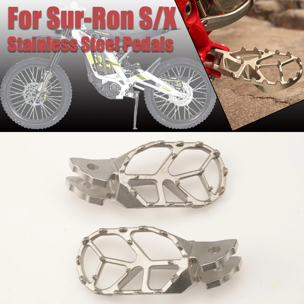 For Sur Ron SURRON Light Bee X S Steel Foot Pedal Stainless Steel Foot Pedal Electric Off-Road Motorcycle Accessories
For Sur Ron SURRON Light Bee X S Steel Foot Pedal Stainless Steel Foot Pedal Electric Off-Road Motorcycle Accessories