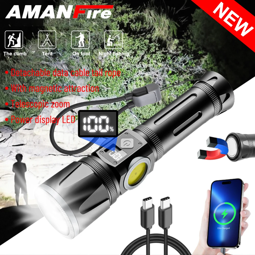 Ультра яркий уличный фонарик Amanfire 3570A, 600 мл, светодиод, 30 Вт, со съемным выходом типа C, телескопический зум
Ультра яркий уличный фонарик Amanfire 3570A, 600 мл, светодиод, 30 Вт, со съемным выходом типа C, телескопический зум