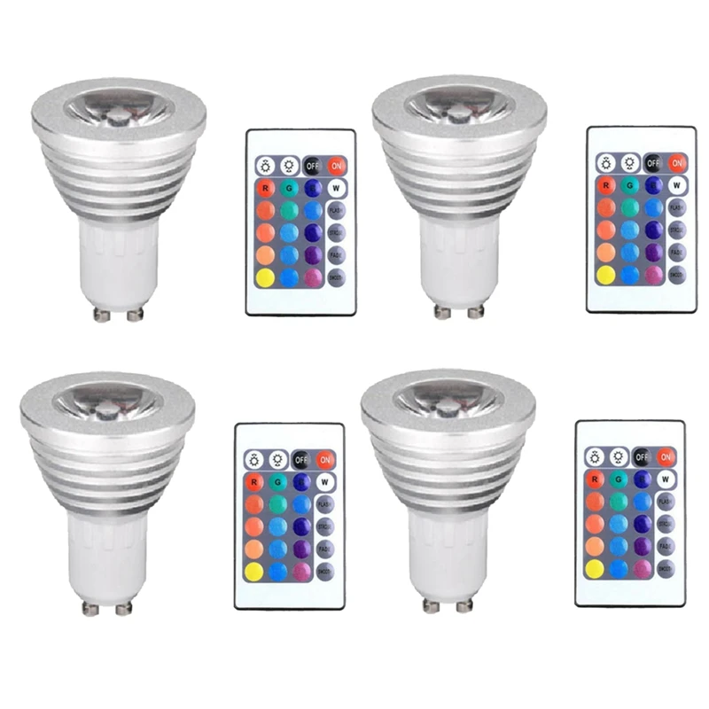 4Pcs GU10 Bulbs And 1Remote Control With Memory Function 4Dynamic Lighting Modes Spotlight 17Colors Changeable Spot Light
4Pcs GU10 Bulbs And 1Remote Control With Memory Function 4Dynamic Lighting Modes Spotlight 17Colors Changeable Spot Light