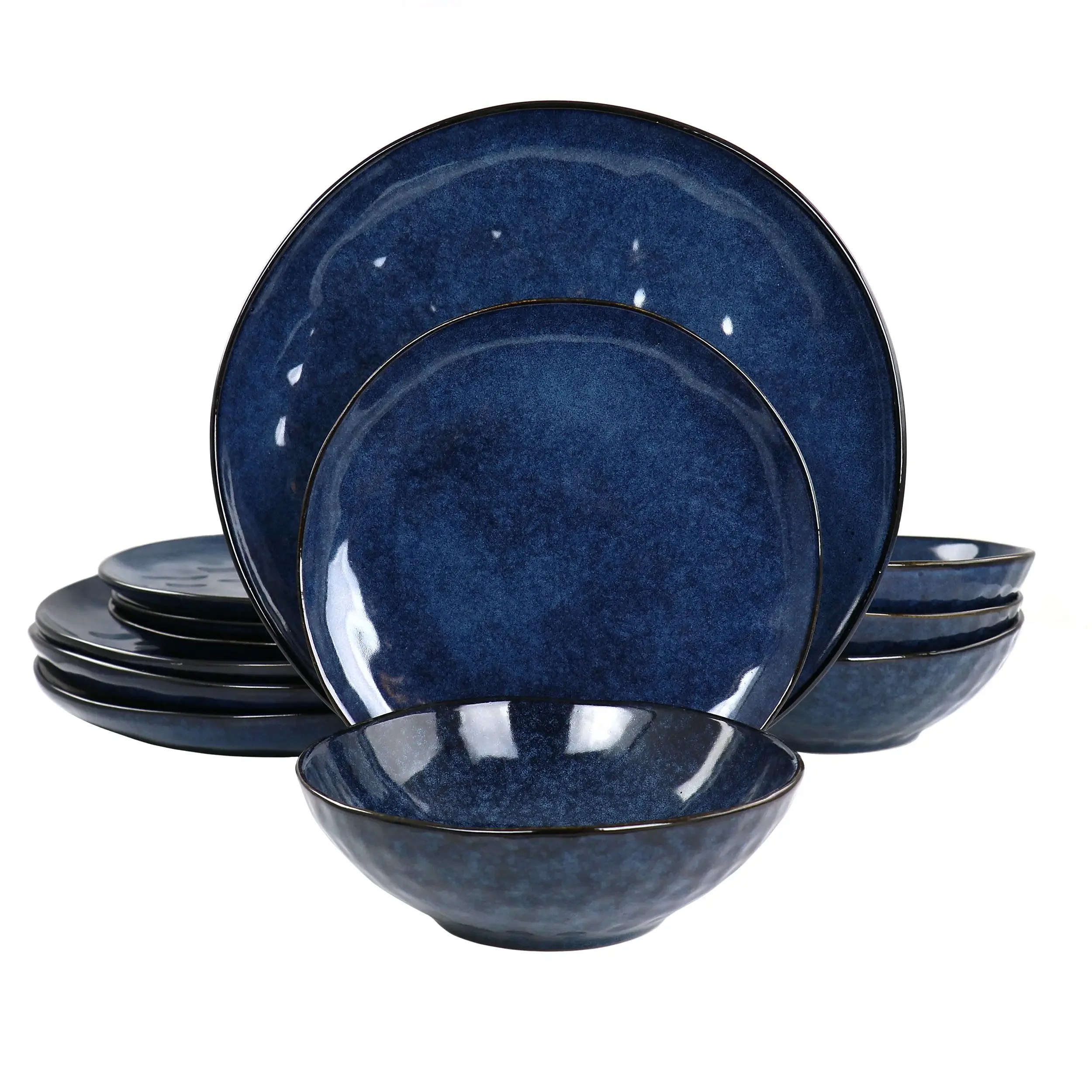 12-piece stoneware dinnerware set with blue finish for everyday dining and entertaining
12-piece stoneware dinnerware set with blue finish for everyday dining and entertaining