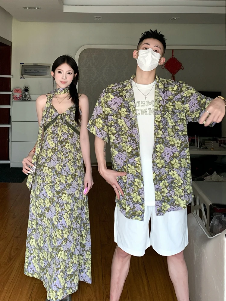 Couples Summer Short Sleeve Shirt Floral Print V-Neck Dress Loose Fit Youthful Style Casual Wear Spring Season Regular Thickness
Couples Summer Short Sleeve Shirt Floral Print V-Neck Dress Loose Fit Youthful Style Casual Wear Spring Season Regular Thickness