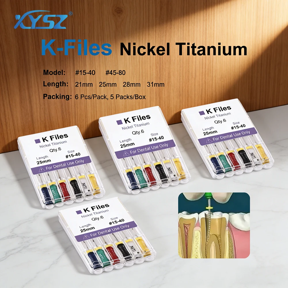 XYSZ 30Pcs/5Box 21/25/28/31mm Dental NiTi K-Files Hand Use Endodontic Root Canal Files Dentistry Treatment Equipment
XYSZ 30Pcs/5Box 21/25/28/31mm Dental NiTi K-Files Hand Use Endodontic Root Canal Files Dentistry Treatment Equipment