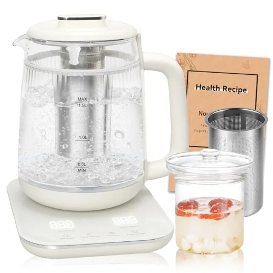 1.5L Double-Layer Electric Kettle with Stew Pot Glass Health Pot 9-in-1 Glass Tea Maker Programmable Touch Panel Stainless Stee
1.5L Double-Layer Electric Kettle with Stew Pot Glass Health Pot 9-in-1 Glass Tea Maker Programmable Touch Panel Stainless Stee