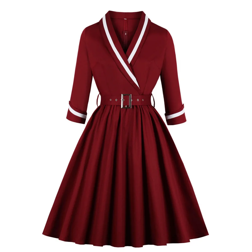 Women Retro Evening Gown V-Neck Sexy Waist Cinching Big Skirt Hem Long Sleeve Cocktail A-Line Midi Gown Tight Fitting Dress
Women Retro Evening Gown V-Neck Sexy Waist Cinching Big Skirt Hem Long Sleeve Cocktail A-Line Midi Gown Tight Fitting Dress