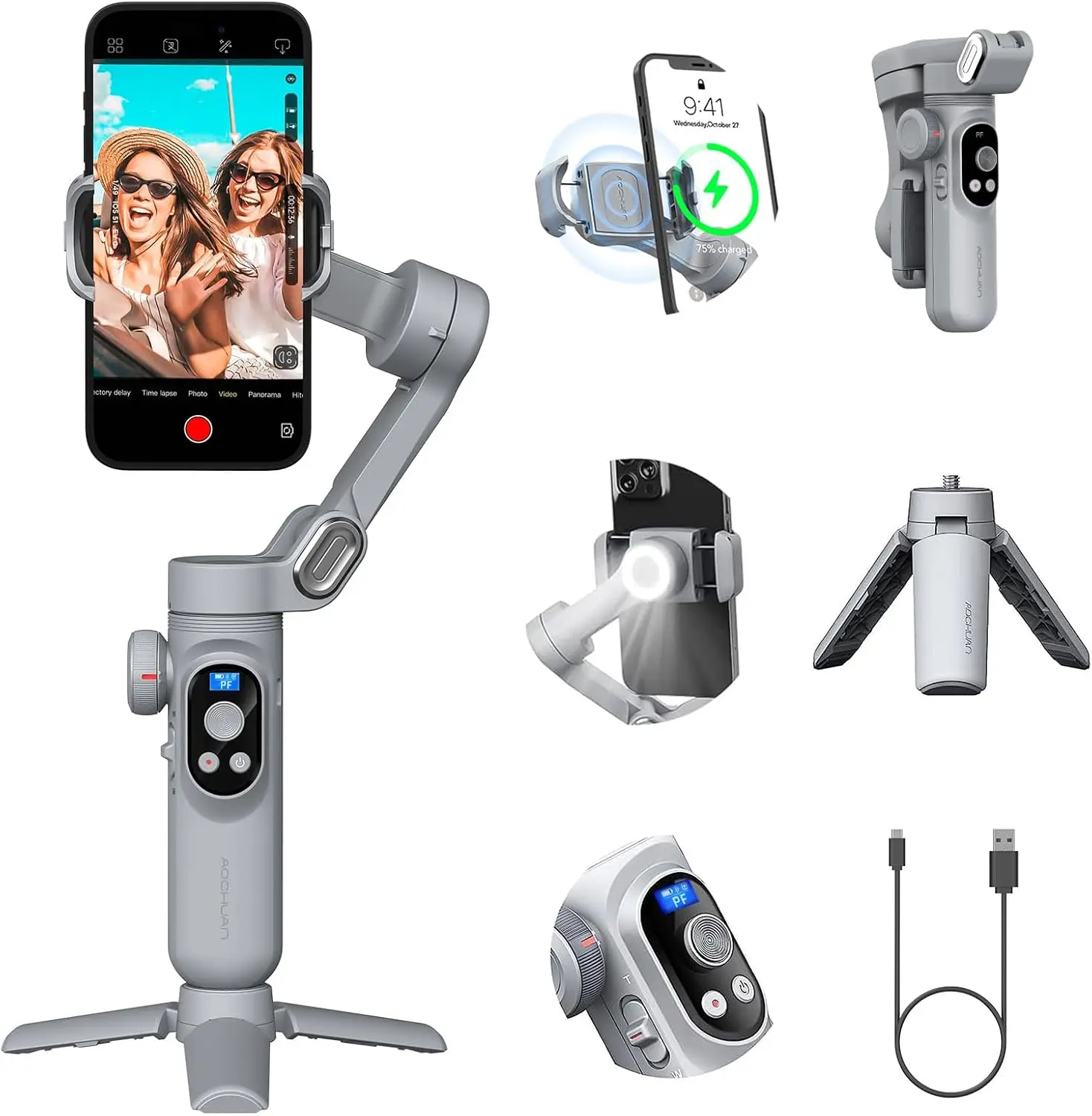 3-Axis Smartphone Gimbal with Wireless Charging, OLED Display & LED Light for iPhone 15/14/13, Galaxy S23
3-Axis Smartphone Gimbal with Wireless Charging, OLED Display & LED Light for iPhone 15/14/13, Galaxy S23
