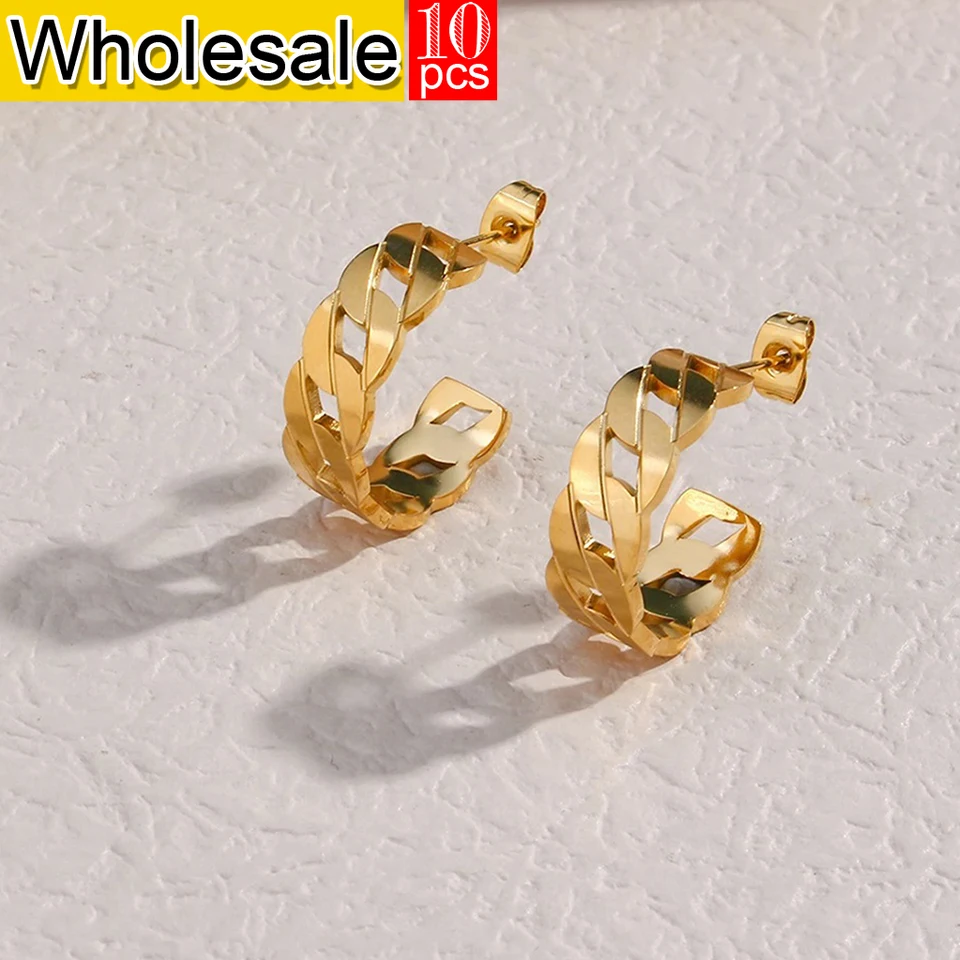 women 10PCS Stainless Steel Metal Chain Loop Earrings Trendy Stud Earrings Jewelry Gift for Girls Punk Cuban Link Chain
women 10PCS Stainless Steel Metal Chain Loop Earrings Trendy Stud Earrings Jewelry Gift for Girls Punk Cuban Link Chain