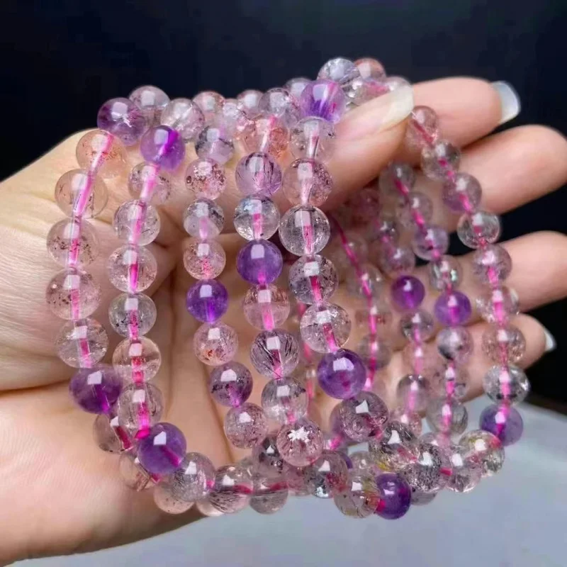Natural Seven Round Bead Single Circle Three-Wheel Backbone Purple Hair Blackcurrant Bracelet Jewelry
Natural Seven Round Bead Single Circle Three-Wheel Backbone Purple Hair Blackcurrant Bracelet Jewelry