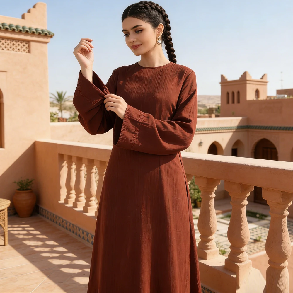 Linen Fabric Belt Wrap Modest Abaya Women Muslim Dress Islamic Clothing Dubai Caftan Marocain Femme Robe Jalabiya Kebaya Kaftan
Linen Fabric Belt Wrap Modest Abaya Women Muslim Dress Islamic Clothing Dubai Caftan Marocain Femme Robe Jalabiya Kebaya Kaftan