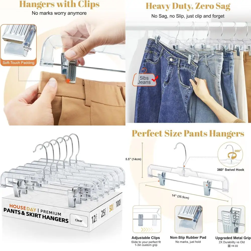 50-Pack Clear Plastic Skirt & Pant Hangers with Clips for Versatile Clothing Retail Display
50-Pack Clear Plastic Skirt & Pant Hangers with Clips for Versatile Clothing Retail Display