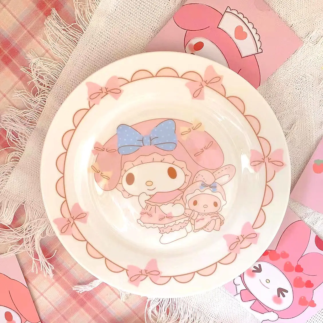 Eight inch flat plate Kawaii Anime Melati pink ceramic tableware cute cartoon home canteen dormitory dessert plate Gifts Toys 
Eight inch flat plate Kawaii Anime Melati pink ceramic tableware cute cartoon home canteen dormitory dessert plate Gifts Toys