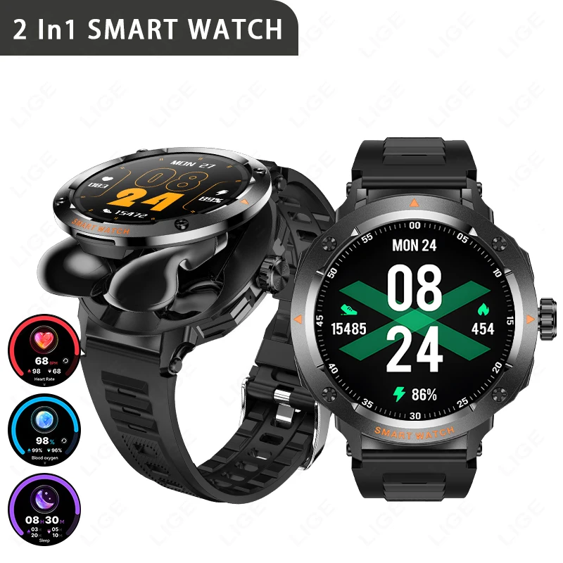 LIGE NFC Headset Smart Watch 2 in 1 TWS Wireless Headphone Local Music Men Smartwatch Blood Oxygen Health Monitoring Sport Watch
LIGE NFC Headset Smart Watch 2 in 1 TWS Wireless Headphone Local Music Men Smartwatch Blood Oxygen Health Monitoring Sport Watch