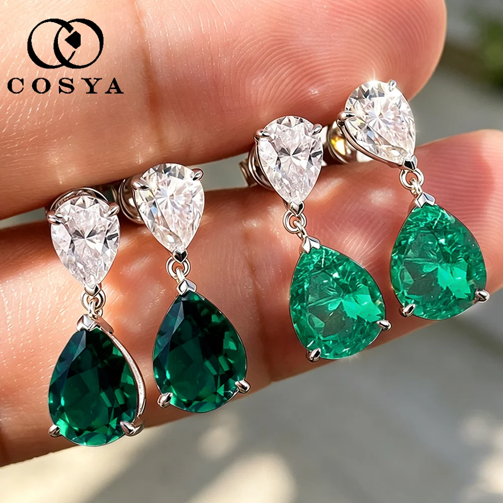 COSYA 5.2CT Pear Lab Grown Colombian/Zambian Emerald Earrings For Women S925 Silver With Waterdrop Moissanite Fine Jewelry Gift
COSYA 5.2CT Pear Lab Grown Colombian/Zambian Emerald Earrings For Women S925 Silver With Waterdrop Moissanite Fine Jewelry Gift