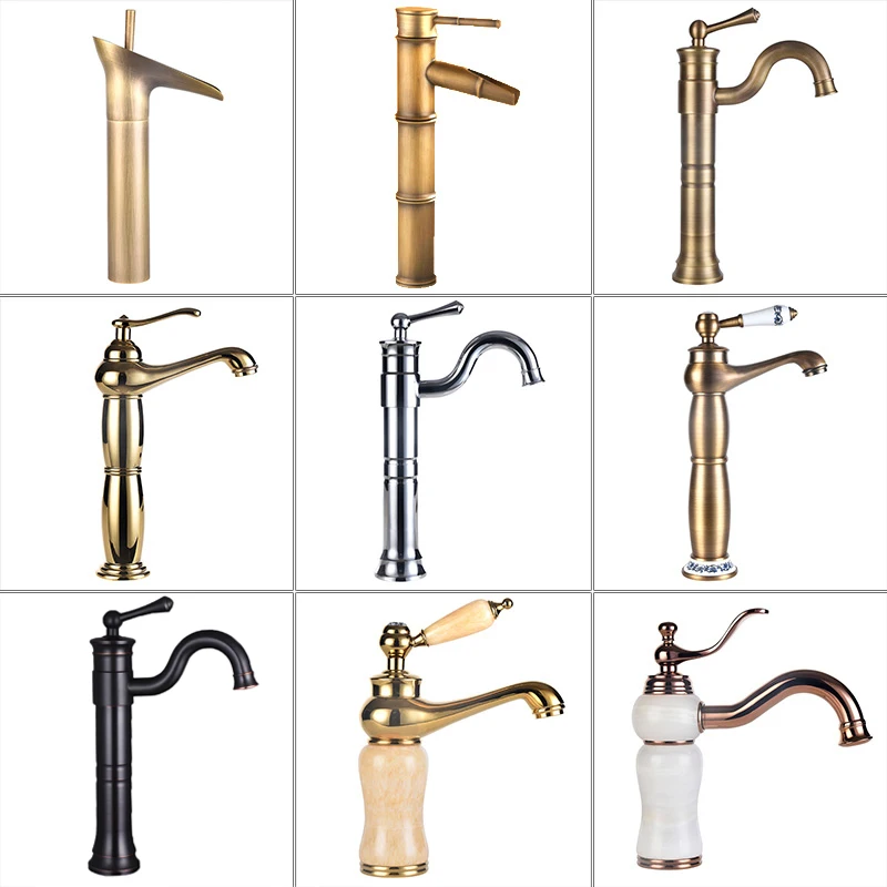 Face basin faucet washbasin Chinese retro copper bathroom cold and hot heightening European single hole basin faucet on the
Face basin faucet washbasin Chinese retro copper bathroom cold and hot heightening European single hole basin faucet on the