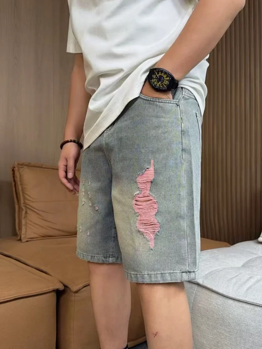 Summer Men's Fashion Distressed Color Block Denim Shorts Street Style Slim Fit Casual Versatile Five Minutes Pants
Summer Men's Fashion Distressed Color Block Denim Shorts Street Style Slim Fit Casual Versatile Five Minutes Pants