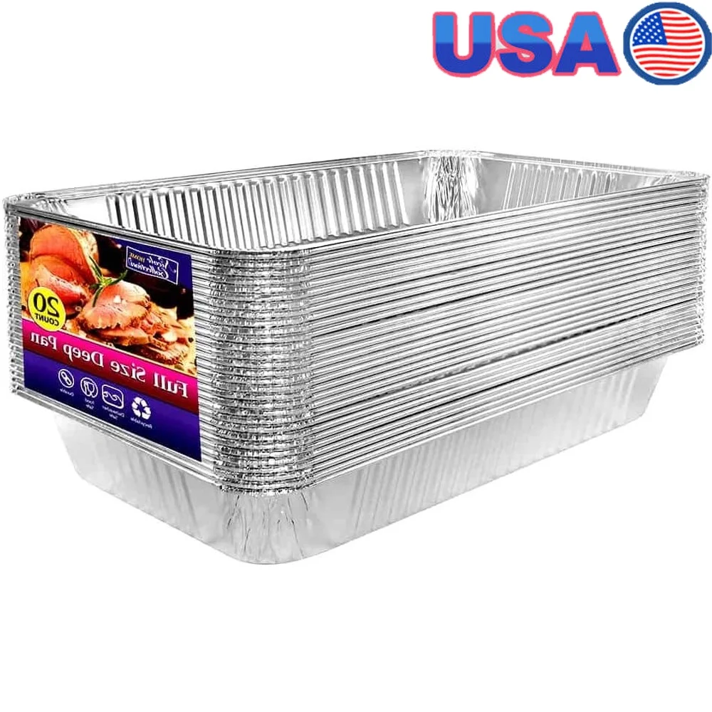 Aluminum Deep Foil Pans Disposable Roasting Baking Trays Extra Heavy Duty 20 Pack Versatile Durable Catering Home Parties Events
Aluminum Deep Foil Pans Disposable Roasting Baking Trays Extra Heavy Duty 20 Pack Versatile Durable Catering Home Parties Events