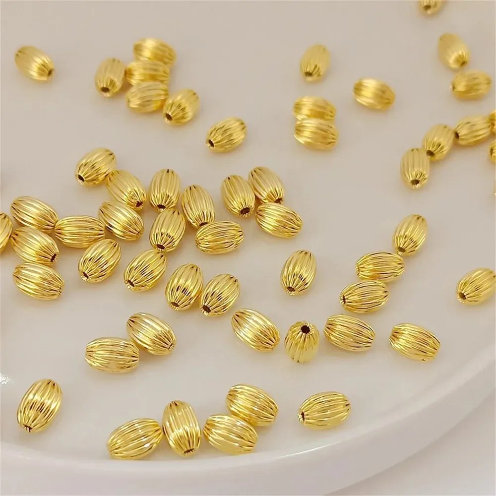 18K Gold-Plated Hollow Millet Melon Beads, Rice-Shaped Pumpkin Beads 5*7mm, DIY Handmade Jewelry Loose Beads
18K Gold-Plated Hollow Millet Melon Beads, Rice-Shaped Pumpkin Beads 5*7mm, DIY Handmade Jewelry Loose Beads