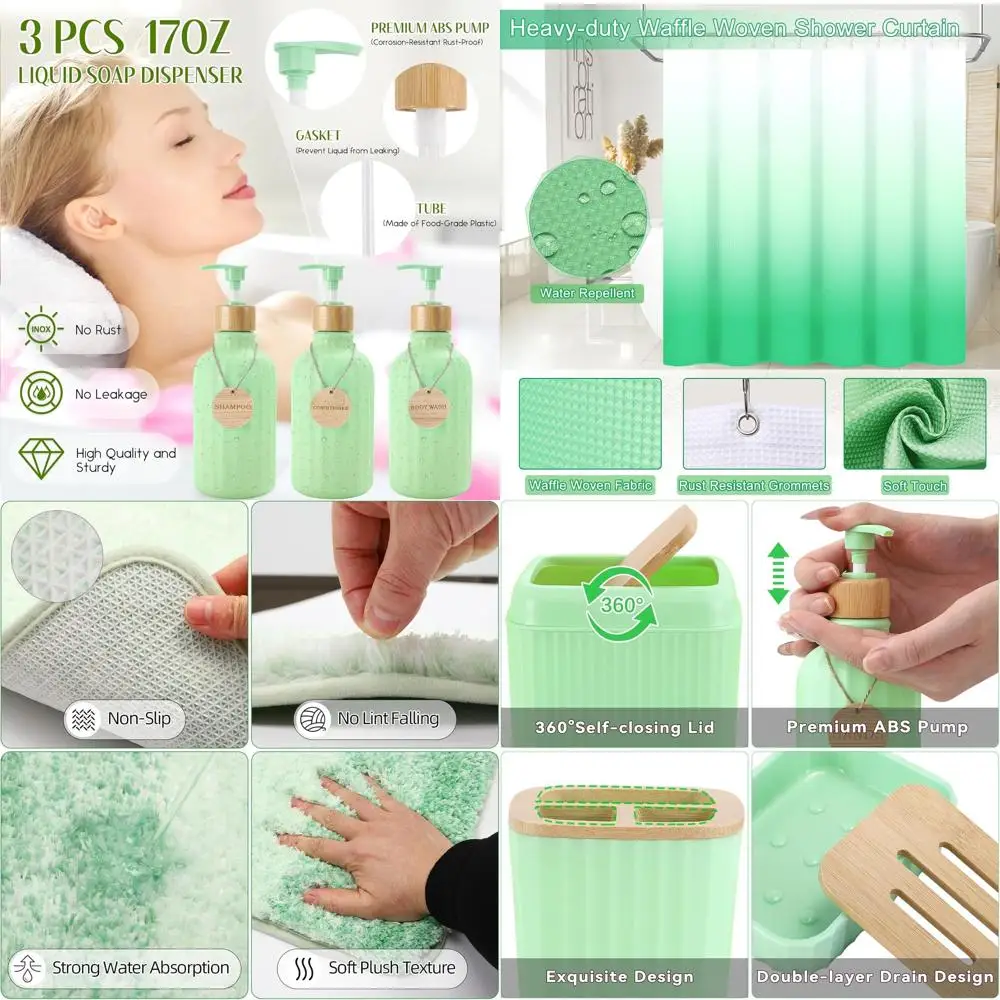 32-Piece Eco-Friendly Bathroom Accessory Set: Shower Curtain, Mats, Waste Bin, Dispenser, Holders, and More
32-Piece Eco-Friendly Bathroom Accessory Set: Shower Curtain, Mats, Waste Bin, Dispenser, Holders, and More