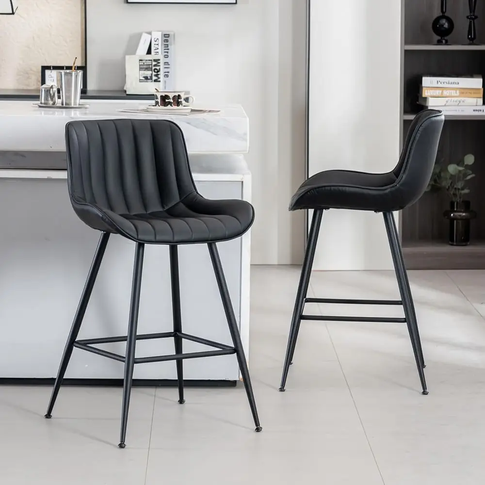 Set of 2, 24 Counter Height Leatherette Bar Stools with Back, Upholstered for Kitchen Island or Pub, Black
Set of 2, 24 Counter Height Leatherette Bar Stools with Back, Upholstered for Kitchen Island or Pub, Black