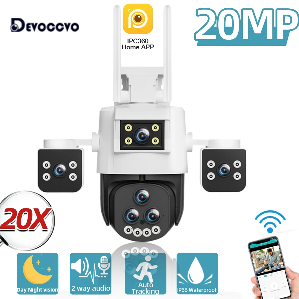 20MP Five Lens Wifi PTZ IP Camera Auto Tracking Outdoor 4K 20X Zoom Wireless CCTV Video Surveillance Camera Color Night Vision
20MP Five Lens Wifi PTZ IP Camera Auto Tracking Outdoor 4K 20X Zoom Wireless CCTV Video Surveillance Camera Color Night Vision