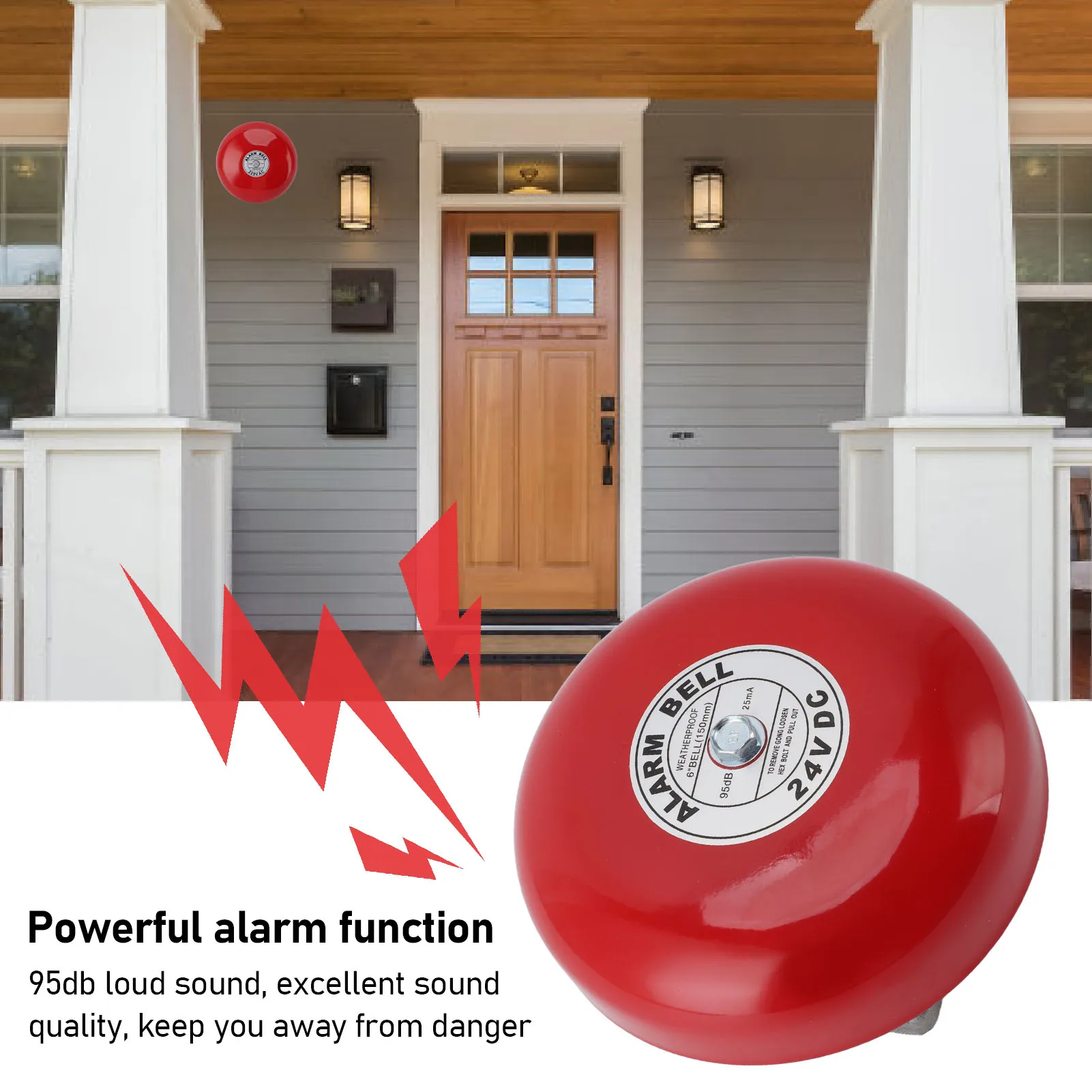 6in Fire Alarm Bell Waterproof Portable Aluminum Alloy 24V Wired Power 95db Loud Security Ringing Bell for School Home Factory
6in Fire Alarm Bell Waterproof Portable Aluminum Alloy 24V Wired Power 95db Loud Security Ringing Bell for School Home Factory