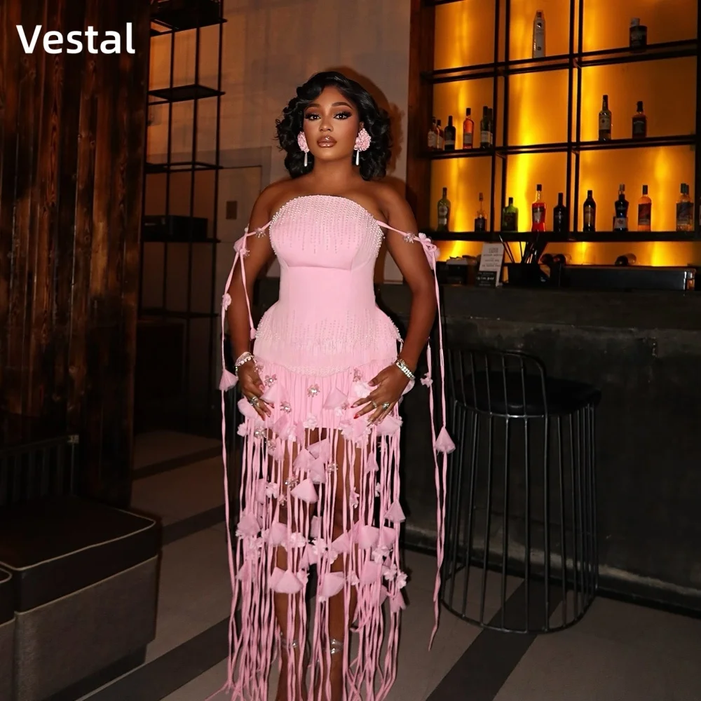 Pink Strapless Tassel Prom Dresses 2 Pieces Flowers Pearls Graduation Birthday Cocktail Party Quinceanera Gowns Customized
Pink Strapless Tassel Prom Dresses 2 Pieces Flowers Pearls Graduation Birthday Cocktail Party Quinceanera Gowns Customized