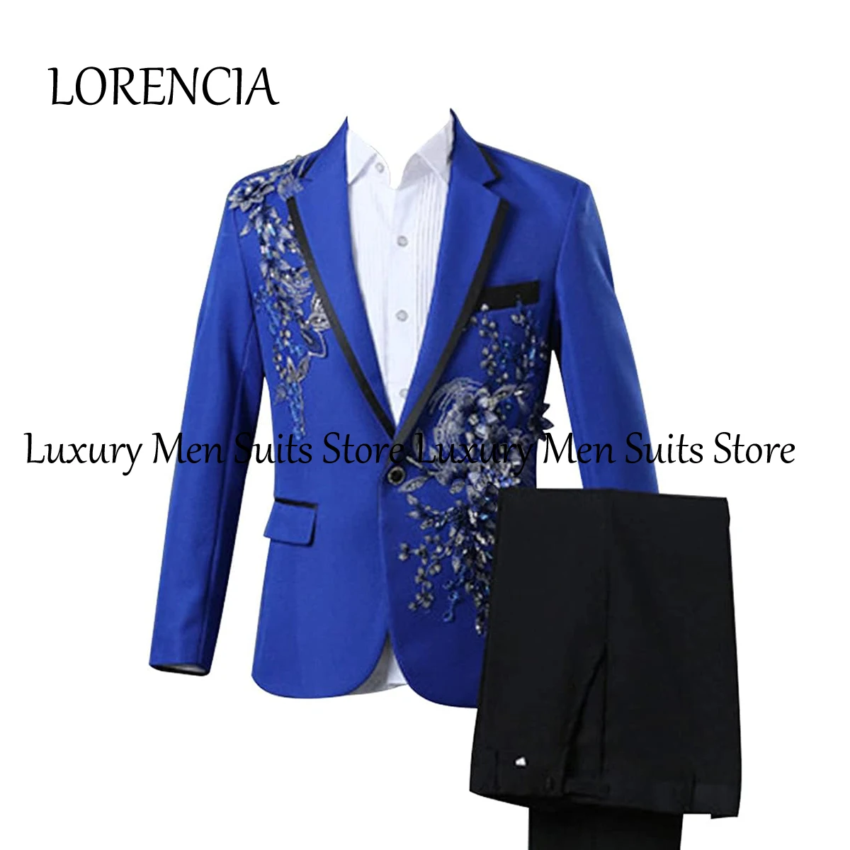 Luxury 3D Applique Men Suits 2 Pieces Wedding Party Outfits Customized Flat Collar Tuxedos Blazer Pants Suit trajes para hombre
Luxury 3D Applique Men Suits 2 Pieces Wedding Party Outfits Customized Flat Collar Tuxedos Blazer Pants Suit trajes para hombre