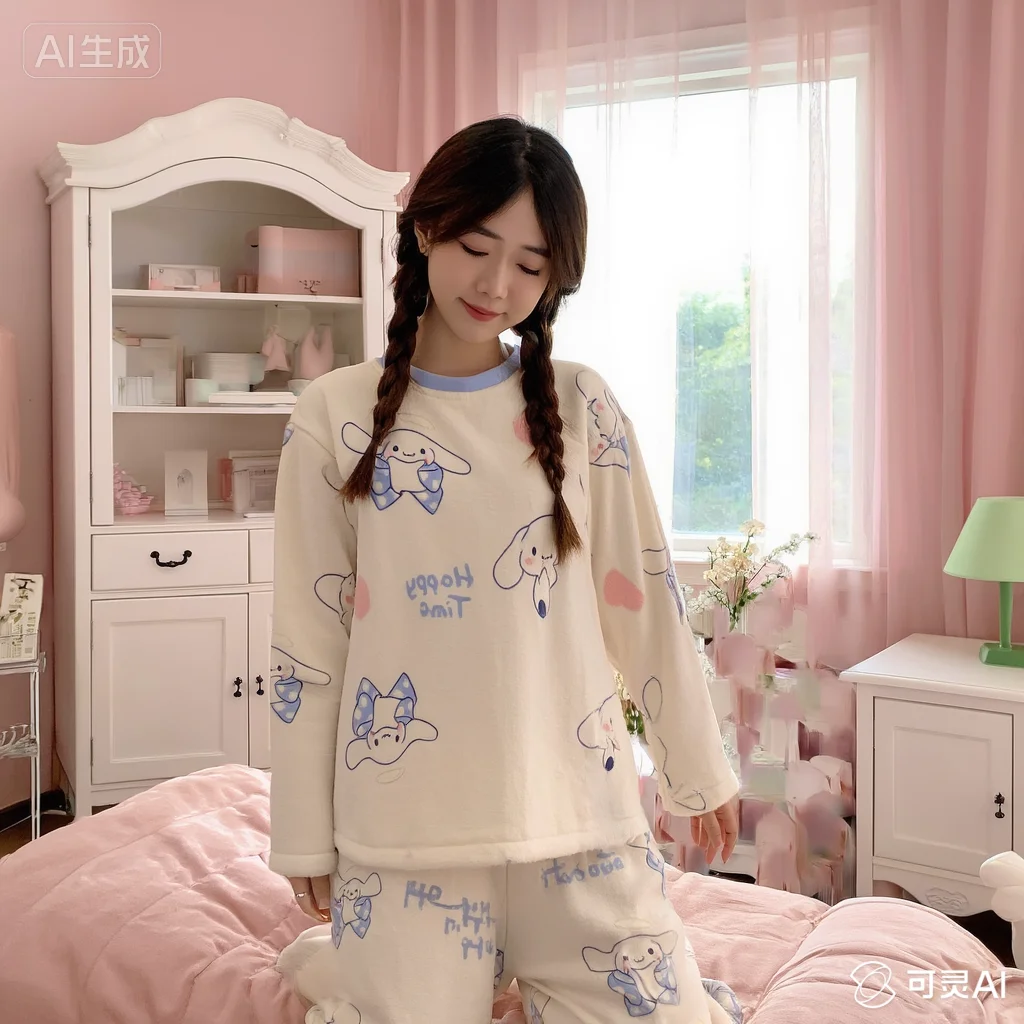 Kawaii пижамы Cinnamoroll с круглым воротником Sanrio, корейская версия, осень-зима, колледж, оставайтесь в домашних условиях, удобные, свежие, милые
Kawaii пижамы Cinnamoroll с круглым воротником Sanrio, корейская версия, осень-зима, колледж, оставайтесь в домашних условиях, удобные, свежие, милые