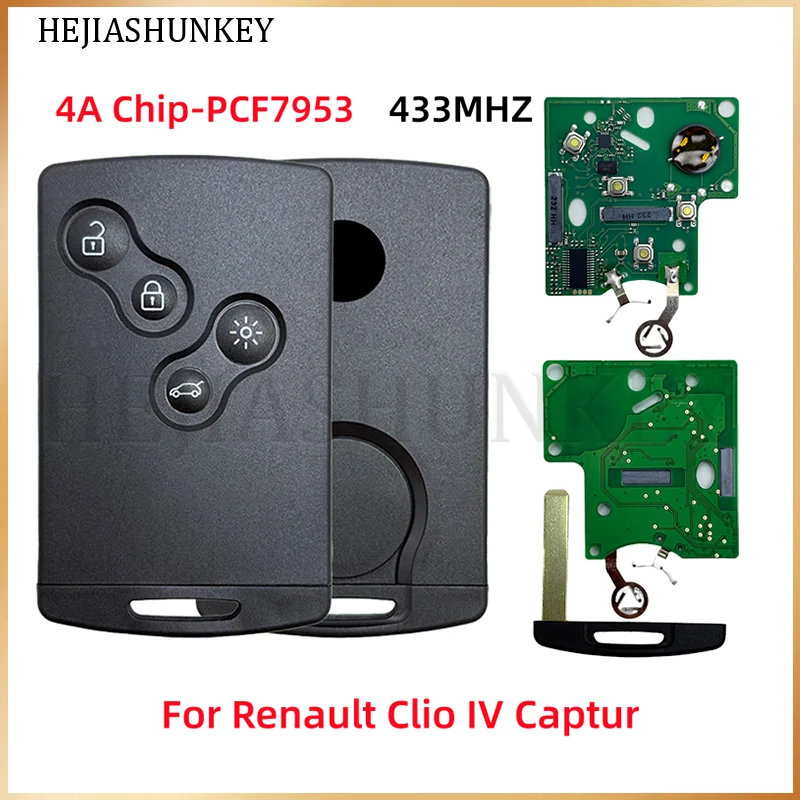 4 Buttons Hands Free Keyless Smart Key Fob 433MHz 4A PCF7953M Chip For Renault Clio IV Captur Megane Laguna Grand Scenic Fluence
4 Buttons Hands Free Keyless Smart Key Fob 433MHz 4A PCF7953M Chip For Renault Clio IV Captur Megane Laguna Grand Scenic Fluence