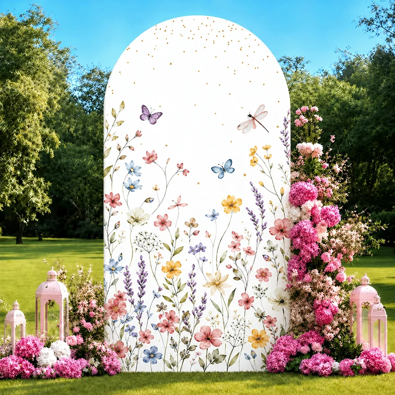 Floral Arch Backdrop Cover Elastic Spandex Wildflower & Butterfly Design Fit Round Top Stand for Baby Shower Wedding Photo Booth
Floral Arch Backdrop Cover Elastic Spandex Wildflower & Butterfly Design Fit Round Top Stand for Baby Shower Wedding Photo Booth