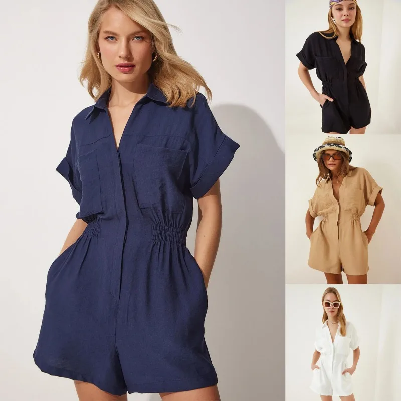 Cargo Jumpsuit Women New Short-sleeve Loose Cotton Casual Wide-leg Shorts Playsuit Rompers Loose Bodysuits Mujer Trend Pocket
Cargo Jumpsuit Women New Short-sleeve Loose Cotton Casual Wide-leg Shorts Playsuit Rompers Loose Bodysuits Mujer Trend Pocket