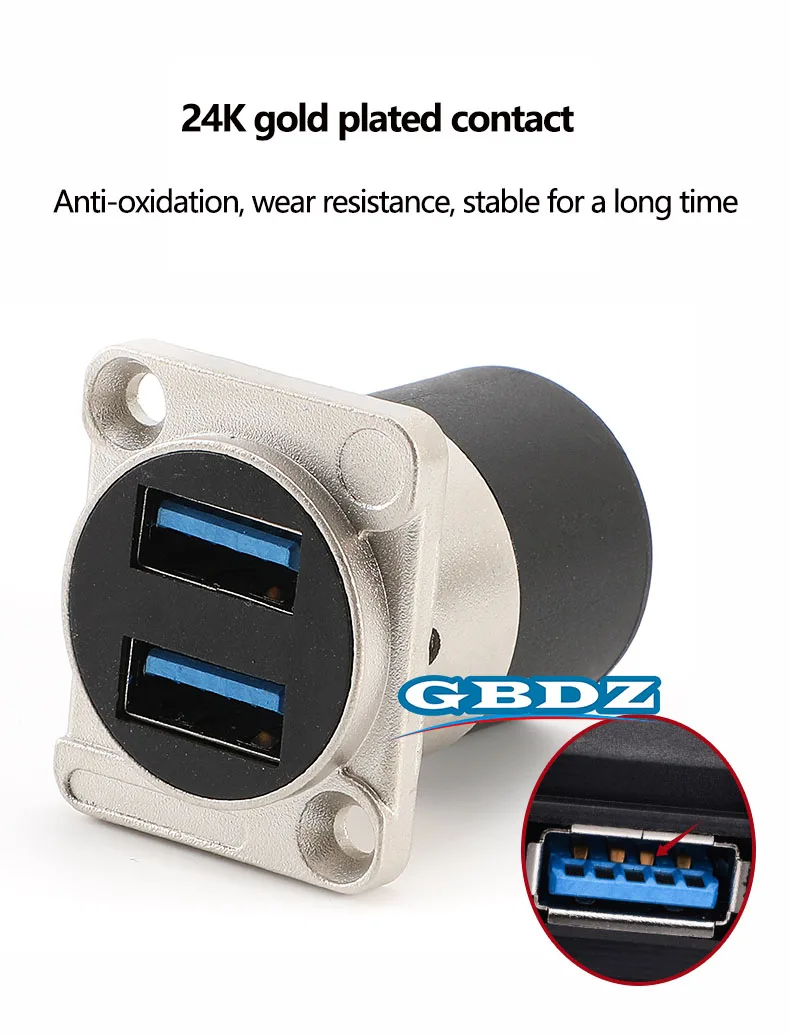 Metal Round D Type Module USB 2.0/3.0 Dual Pass Socket Through Network Panel Female to Female Mounting Connector
Metal Round D Type Module USB 2.0/3.0 Dual Pass Socket Through Network Panel Female to Female Mounting Connector