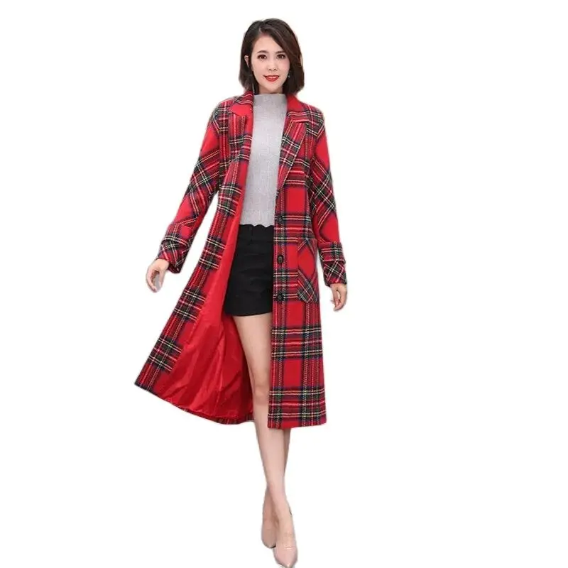 Women Woolen Coat Jacket 2022 Autumn Winter lattice Wool Overcoat Female Mid-length Windbreaker Single Breasted Wool Coat
Women Woolen Coat Jacket 2022 Autumn Winter lattice Wool Overcoat Female Mid-length Windbreaker Single Breasted Wool Coat