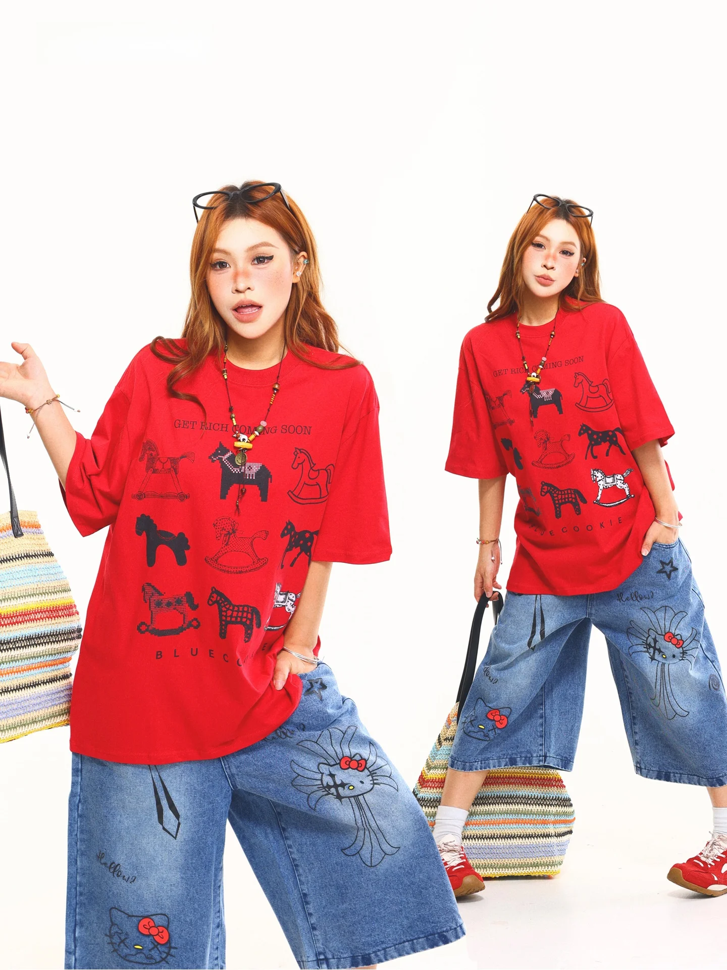 Light Blue American Style Printed Short Sleeve T-Shirt Women's Loose Casual Top Cotton Creative Summer round Neck T-Shirt
Light Blue American Style Printed Short Sleeve T-Shirt Women's Loose Casual Top Cotton Creative Summer round Neck T-Shirt