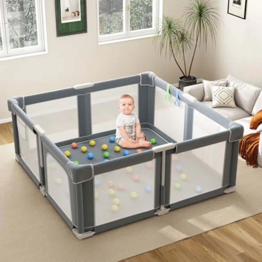 Foldable Playpen for Babies and Toddlers 51" Portable Play Pen with Mat and Ocean Balls Play Yard with with Visible Mesh for In
Foldable Playpen for Babies and Toddlers 51" Portable Play Pen with Mat and Ocean Balls Play Yard with with Visible Mesh for In