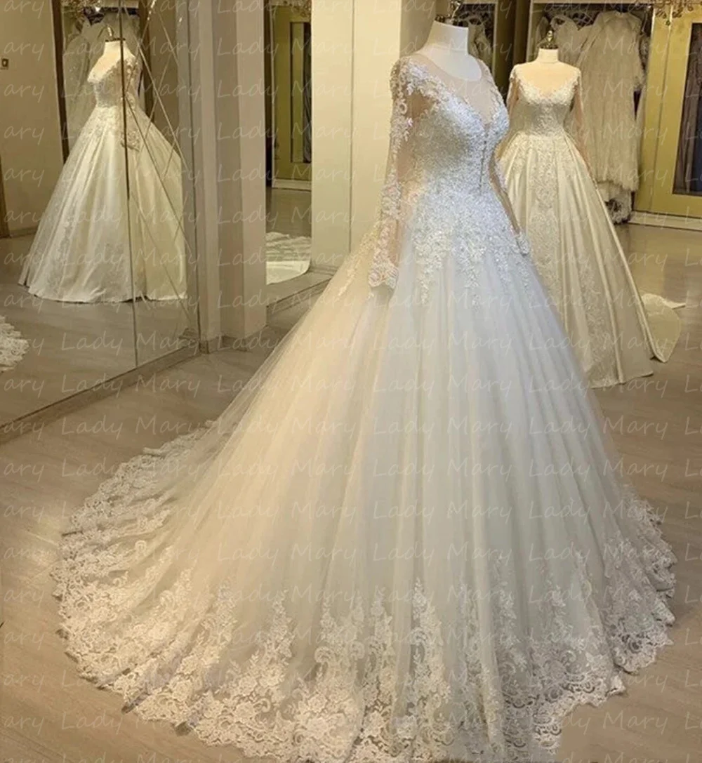 Customized Vintage Lace Wedding Dresses Long Sleeves Dubai Formal Bridal Gowns Lacing Tie Back Bodice Princess Marriage Robe D
Customized Vintage Lace Wedding Dresses Long Sleeves Dubai Formal Bridal Gowns Lacing Tie Back Bodice Princess Marriage Robe D