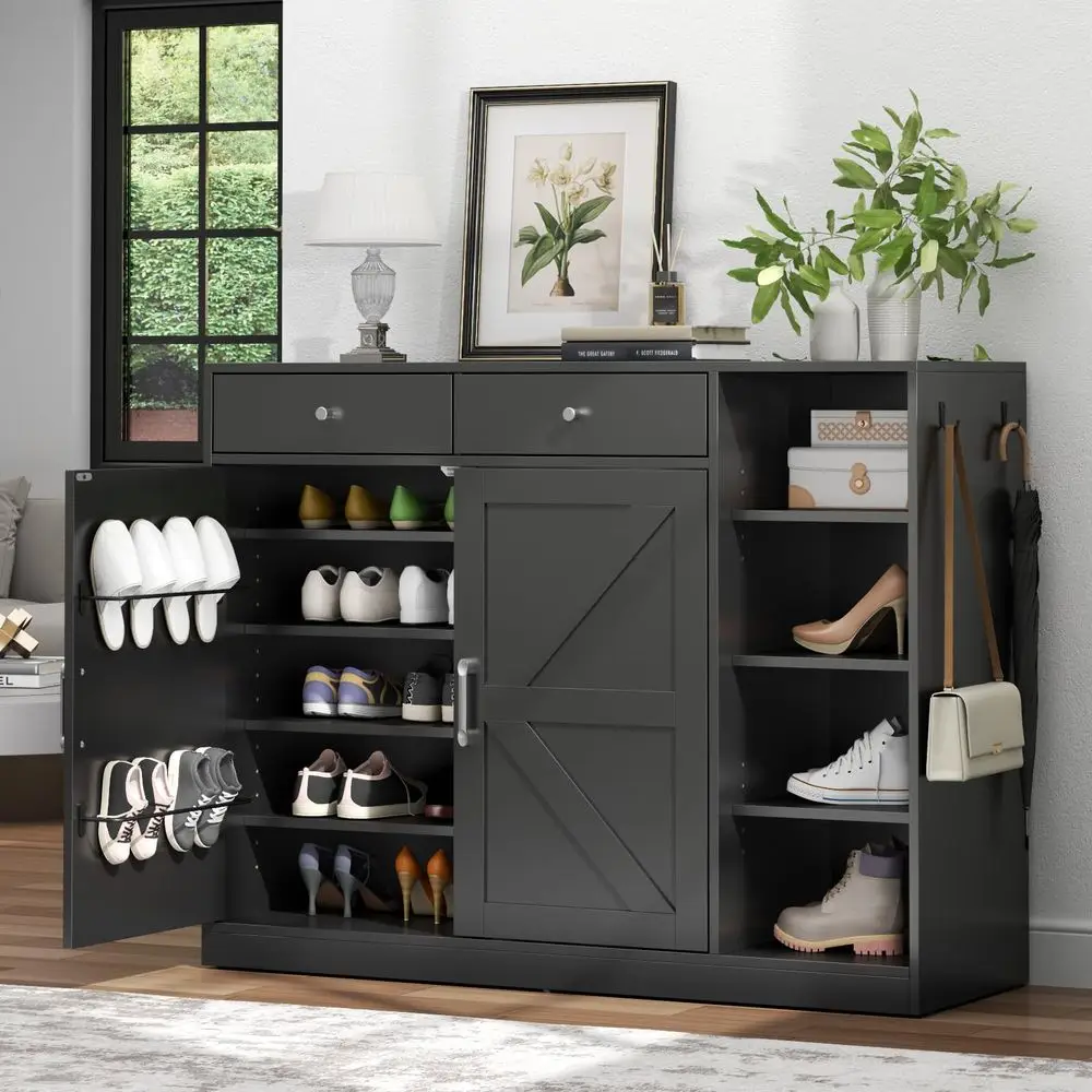 5Tier Shoe Cabinet with 4 Side Cubbies, Farmhouse Shoe Rack Cabinet with 6 Adjustable Shelves amp 2 Drawers, Freestanding Shoe
5Tier Shoe Cabinet with 4 Side Cubbies, Farmhouse Shoe Rack Cabinet with 6 Adjustable Shelves amp 2 Drawers, Freestanding Shoe