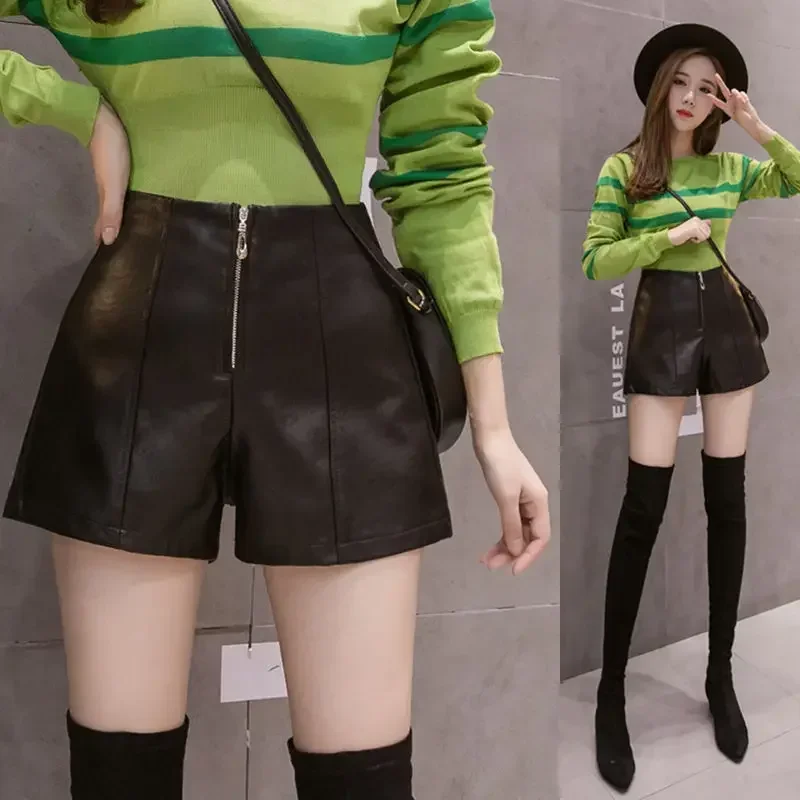 Women's High Waist Pu Loose Casual Pants Ropa Mujer Shorts Women Autumn And Winter Leather Shorts
Women's High Waist Pu Loose Casual Pants Ropa Mujer Shorts Women Autumn And Winter Leather Shorts