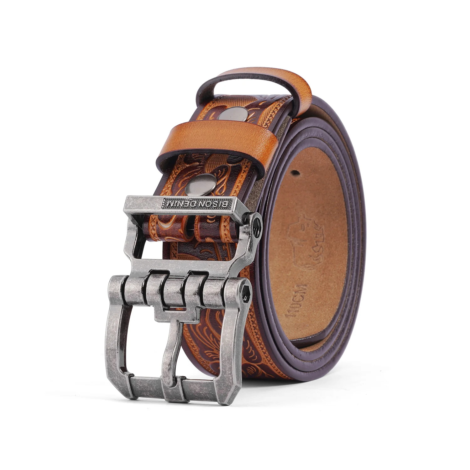 BISON DENIM Genuine Leather Men's Belt Vintage Floral Embossed Print Fashion Alloy Buckle Casual Western Style Belts
BISON DENIM Genuine Leather Men's Belt Vintage Floral Embossed Print Fashion Alloy Buckle Casual Western Style Belts
