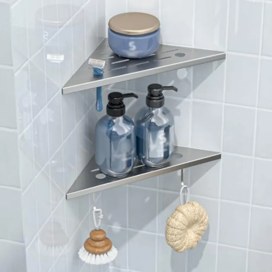 10" Corner Shower Shelf Nickel, 304 Stainless Steel Slot Design Recessed Corner Shelves with and 4 Holes, for Bathroom Shower K
10" Corner Shower Shelf Nickel, 304 Stainless Steel Slot Design Recessed Corner Shelves with and 4 Holes, for Bathroom Shower K
