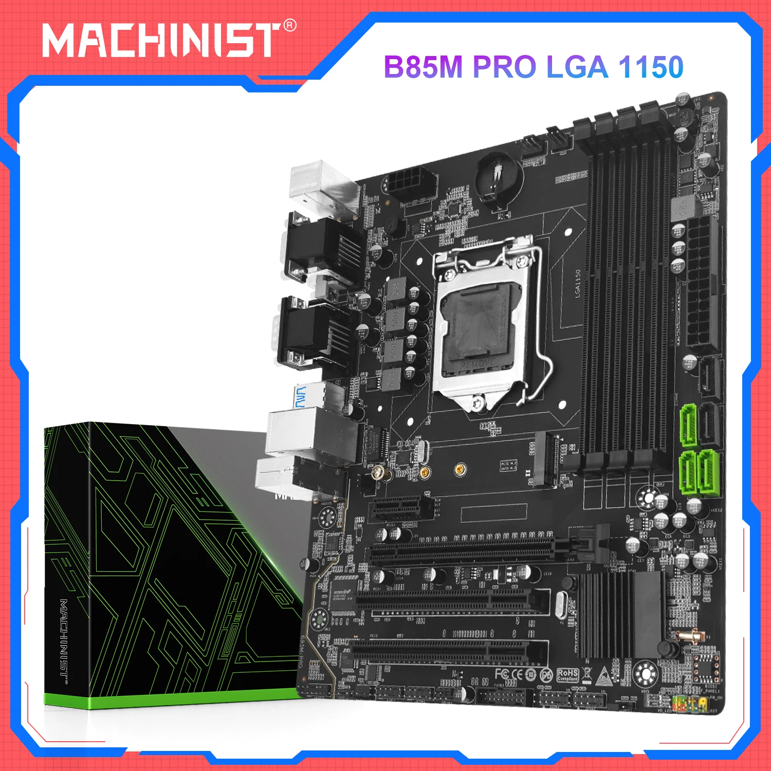 MACHINIST B85M PRO Motherboard Support LGA 1150 Intel Core I3 I5 I7 CPU DDR3 RAM Memory M.2 Slot
MACHINIST B85M PRO Motherboard Support LGA 1150 Intel Core I3 I5 I7 CPU DDR3 RAM Memory M.2 Slot