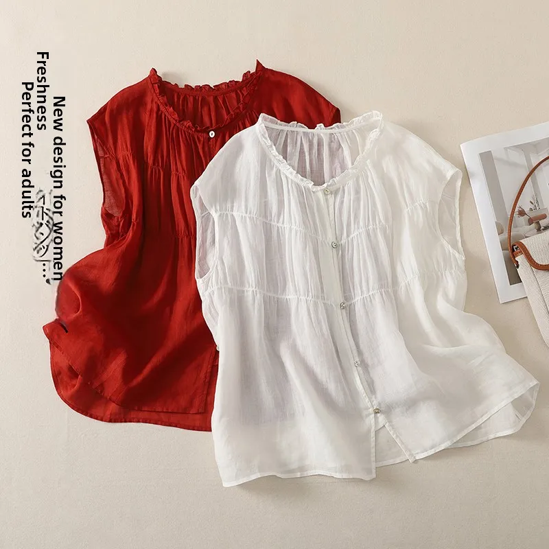 Loose Fit High Branch round Neck Shirt Women's Summer Casual Style Cotton Short Sleeve Cool Sensation Loose Small Shirt
Loose Fit High Branch round Neck Shirt Women's Summer Casual Style Cotton Short Sleeve Cool Sensation Loose Small Shirt