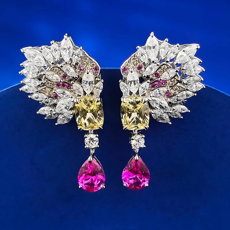 Luxury Ruby Diamond Dangle Earring 100% Real 925 Sterling Silver Wedding Drop Earrings for Women Bridal Engagement Jewelry Gift
Luxury Ruby Diamond Dangle Earring 100% Real 925 Sterling Silver Wedding Drop Earrings for Women Bridal Engagement Jewelry Gift