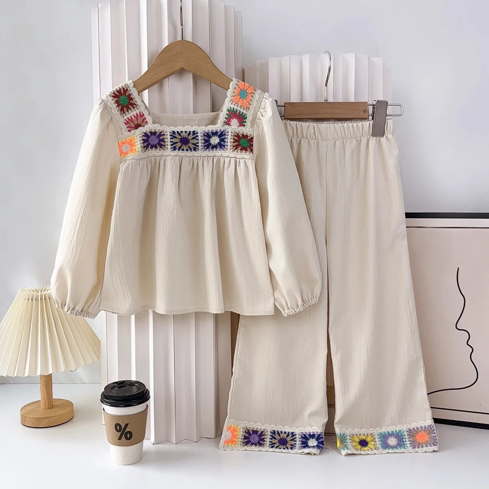 Spring Autumn Girl Outfits Fashion Flower Embroidery Girls Long Sleeve T-shirt Tops+Pants 2PCS Sets For Children Clothing Casual
Spring Autumn Girl Outfits Fashion Flower Embroidery Girls Long Sleeve T-shirt Tops+Pants 2PCS Sets For Children Clothing Casual