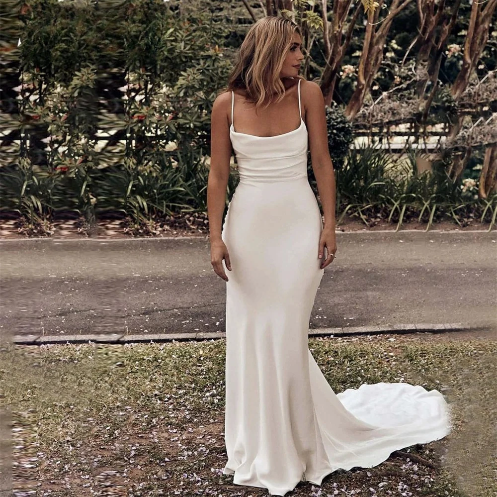 Elegant Sweetheart Wedding Dress Soft Satin Spaghetti Strap Mermaid Wedding Dress For Women Soft Satin Criss Cross BackShiny Bri
Elegant Sweetheart Wedding Dress Soft Satin Spaghetti Strap Mermaid Wedding Dress For Women Soft Satin Criss Cross BackShiny Bri