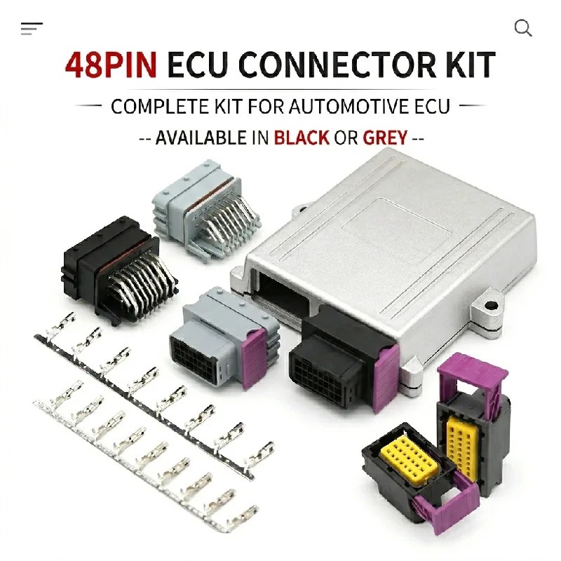 48Pin Automotive ECU Connector Kit Black Grey 24P+24P Male Header Female Plug Case with Crimp Terminals Full Set for Car Unit
48Pin Automotive ECU Connector Kit Black Grey 24P+24P Male Header Female Plug Case with Crimp Terminals Full Set for Car Unit