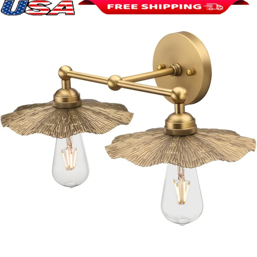 Vintage Metal Wall Sconce 2 Lights Brass Finish Split Flower Design Hardwired Fixture Home Decor Lighting Indoor Wall Lamp
Vintage Metal Wall Sconce 2 Lights Brass Finish Split Flower Design Hardwired Fixture Home Decor Lighting Indoor Wall Lamp