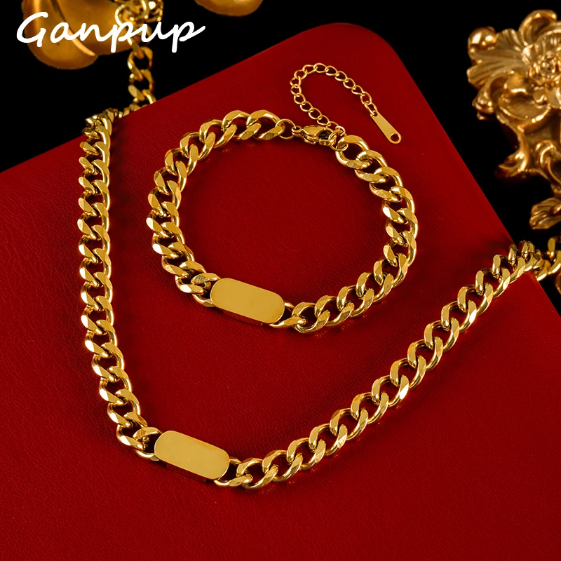 GANPUP 316L Stainless Steel Metal Gold Color Geometric Link Chain Necklace Bracelet For Women Trendy Waterproof Jewelry Set Gift
GANPUP 316L Stainless Steel Metal Gold Color Geometric Link Chain Necklace Bracelet For Women Trendy Waterproof Jewelry Set Gift