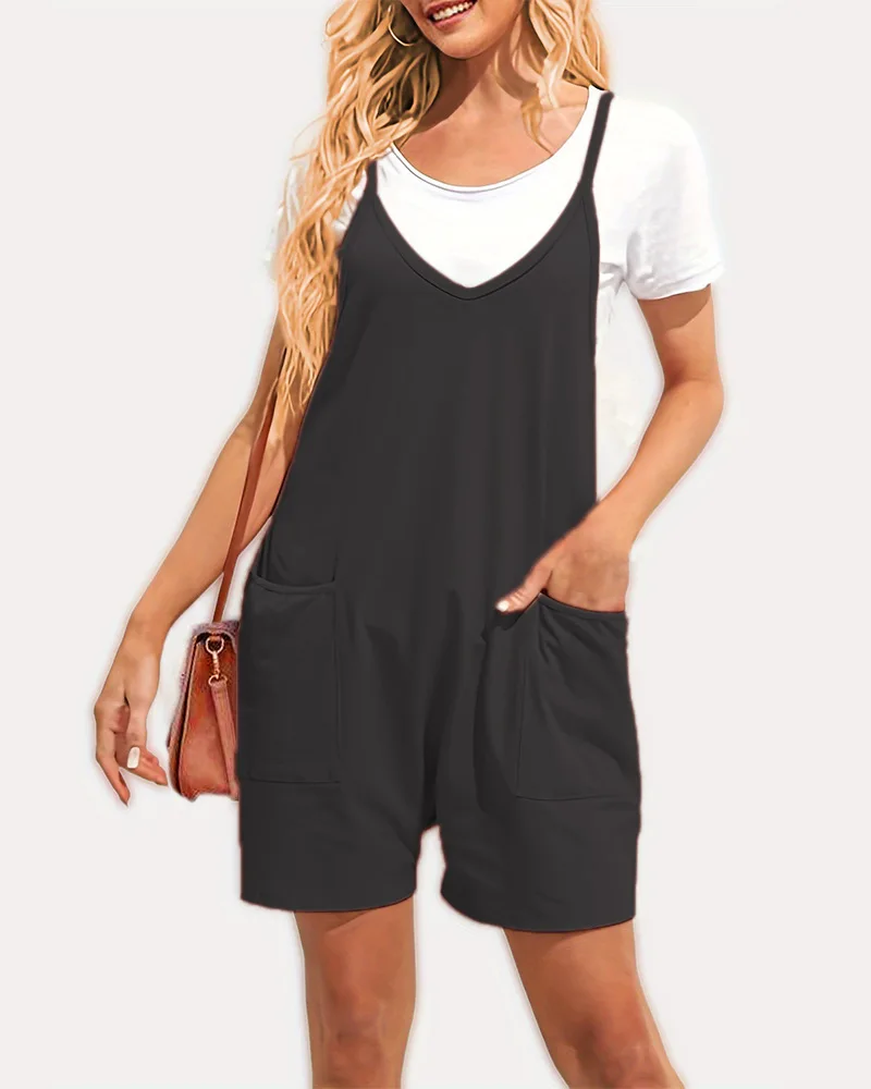 2023 Women Playsuit with Pocket Solid Women Romper Overall Casual Women Clothing Loose Romper Jumpsuit Women
2023 Women Playsuit with Pocket Solid Women Romper Overall Casual Women Clothing Loose Romper Jumpsuit Women