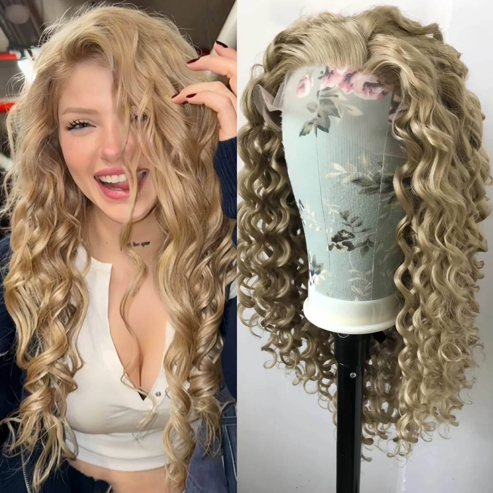 Loose Curly Synthetic Lace Front Wigs for Women Ash Blonde Wig Glueless Pre Plucked Dirty Blonde Deep Curly 13X4 Lace Frontal
Loose Curly Synthetic Lace Front Wigs for Women Ash Blonde Wig Glueless Pre Plucked Dirty Blonde Deep Curly 13X4 Lace Frontal